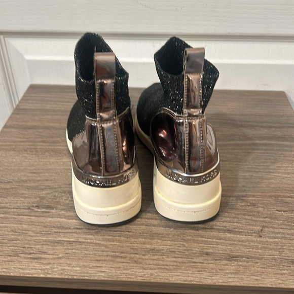 MICHAEL KORS NEOFLEX WEDGE SOCK SNEAKERS BLACK METALIC SIZE 5 - Picture 3 of 8